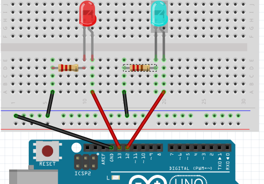 Accensione alternata di due LED ed il ciclo for html dc3fceefdd7f65bf